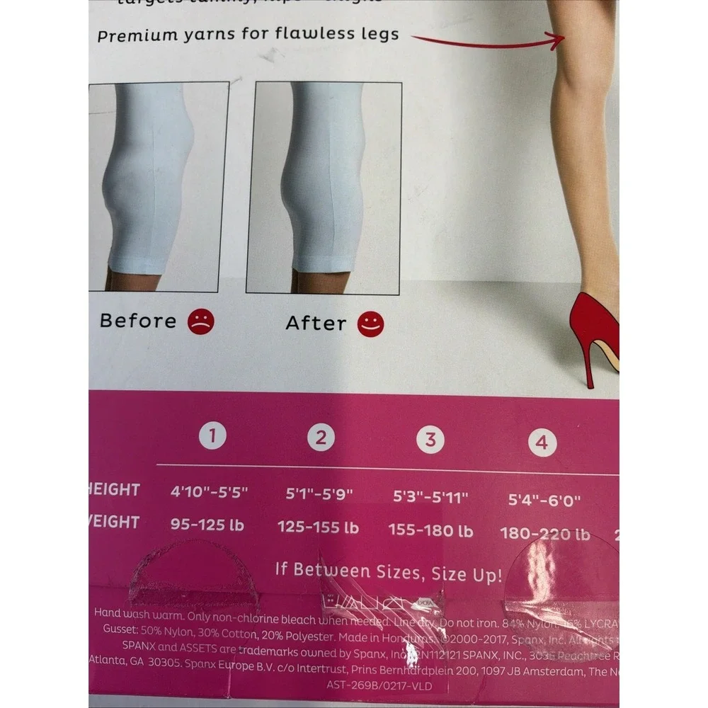 New SPANX Assets High-Waisted Shaping Sheers Nylons Beige Sz 2 (125-155lbs)